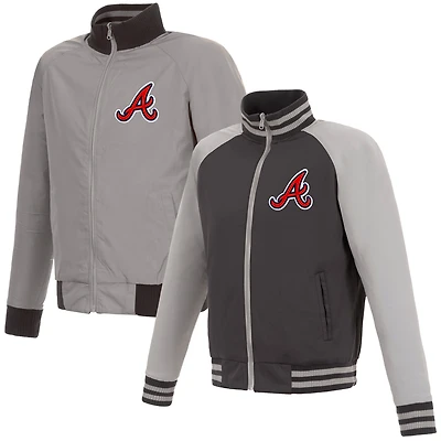 Men's JH Design Gray Atlanta Braves Reversible Track Jacket