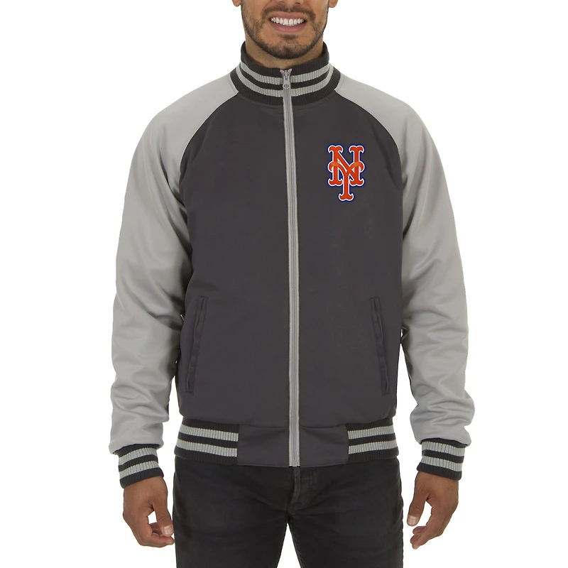 Men's JH Design Gray New York Mets Reversible Track Jacket