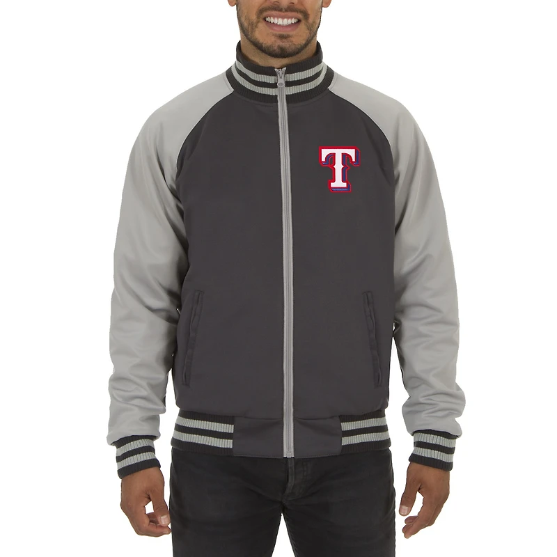 Men's JH Design Gray Texas Rangers Reversible Track Jacket