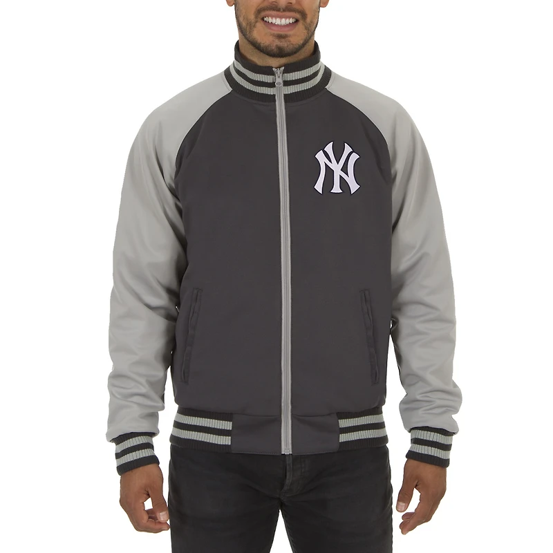 Men's JH Design Gray New York Yankees Reversible Track Jacket