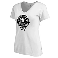 Women's White Chicago Sky Marble V-Neck T-Shirt