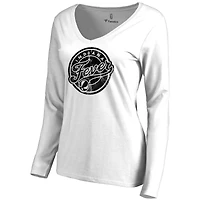Women's White Indiana Fever Marble Long Sleeve V-Neck T-Shirt