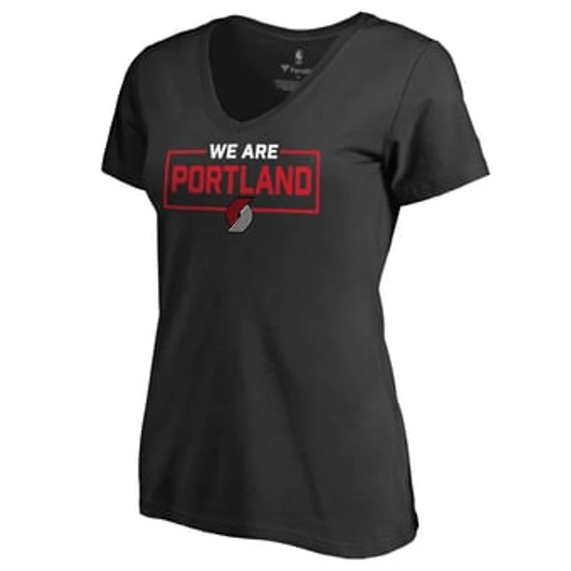 Women's Black Portland Trail Blazers We Are Iconic Collection V-Neck T-Shirt