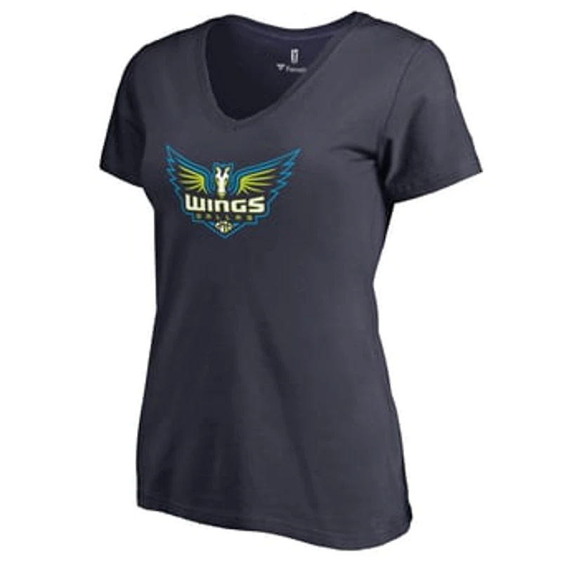 Women's Navy Dallas Wings Primary Logo V-Neck T-Shirt