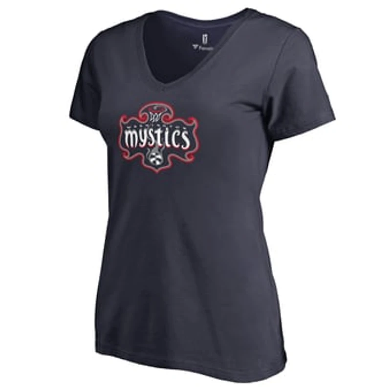 Women's Navy Washington Mystics Primary Logo V-Neck T-Shirt