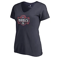Women's Navy Washington Mystics Primary Logo V-Neck T-Shirt