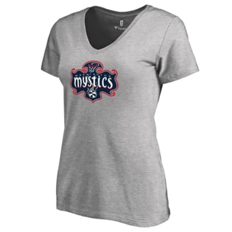 Women's Heathered Gray Washington Mystics Primary Logo V-Neck T-Shirt