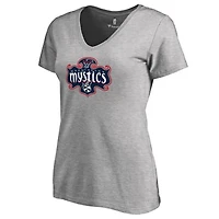 Women's Heathered Gray Washington Mystics Primary Logo V-Neck T-Shirt