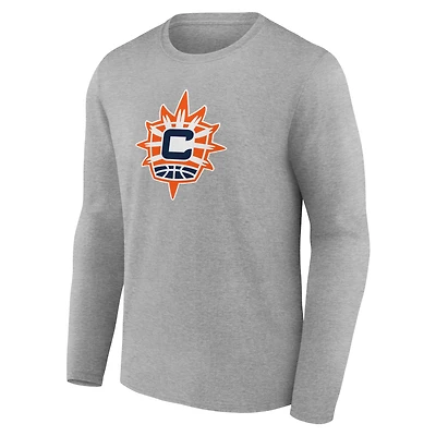 Men's Heathered Gray Connecticut Sun Primary Logo Long Sleeve T-Shirt