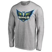 Men's Heathered Gray Dallas Wings Primary Logo Long Sleeve T-Shirt