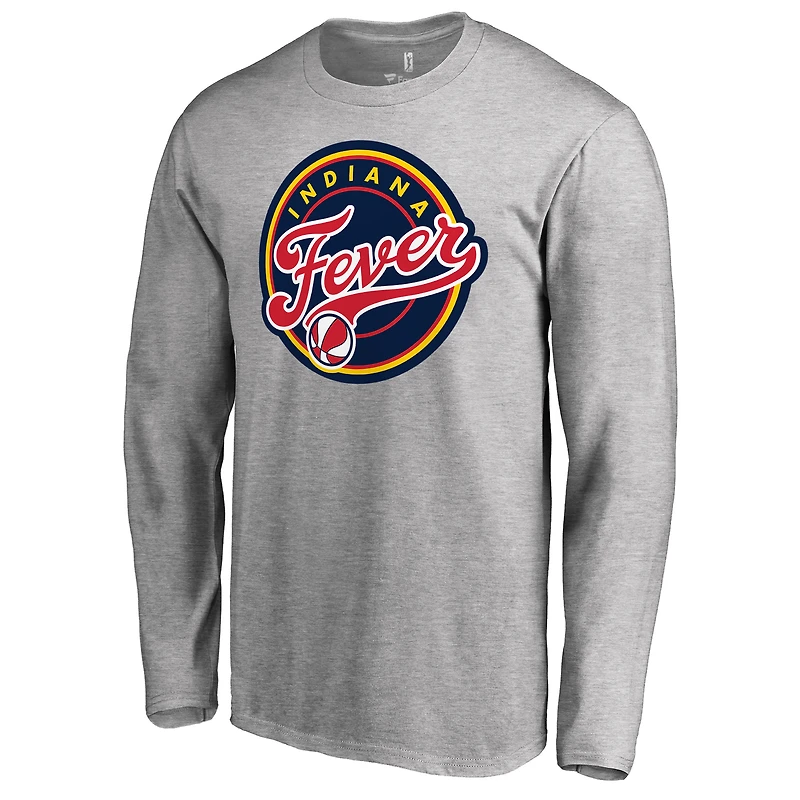 Men's Heathered Gray Indiana Fever Primary Logo Long Sleeve T-Shirt