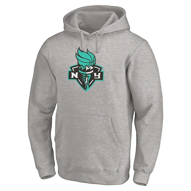 Men's Heathered Gray New York Liberty Primary Logo Pullover Hoodie
