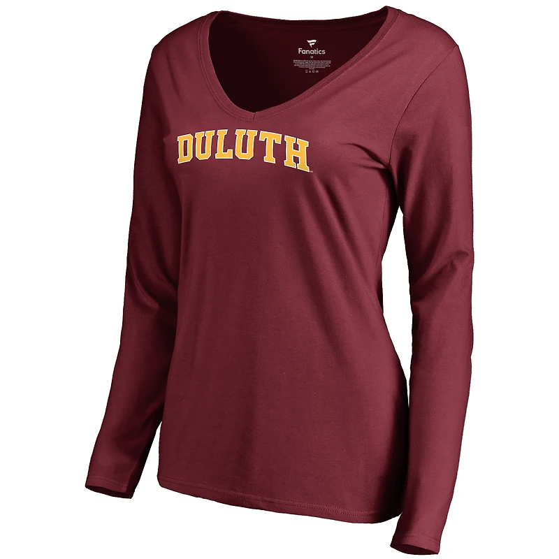 Women's Garnet Minnesota Duluth Bulldogs Everyday Long Sleeve V-Neck T-Shirt