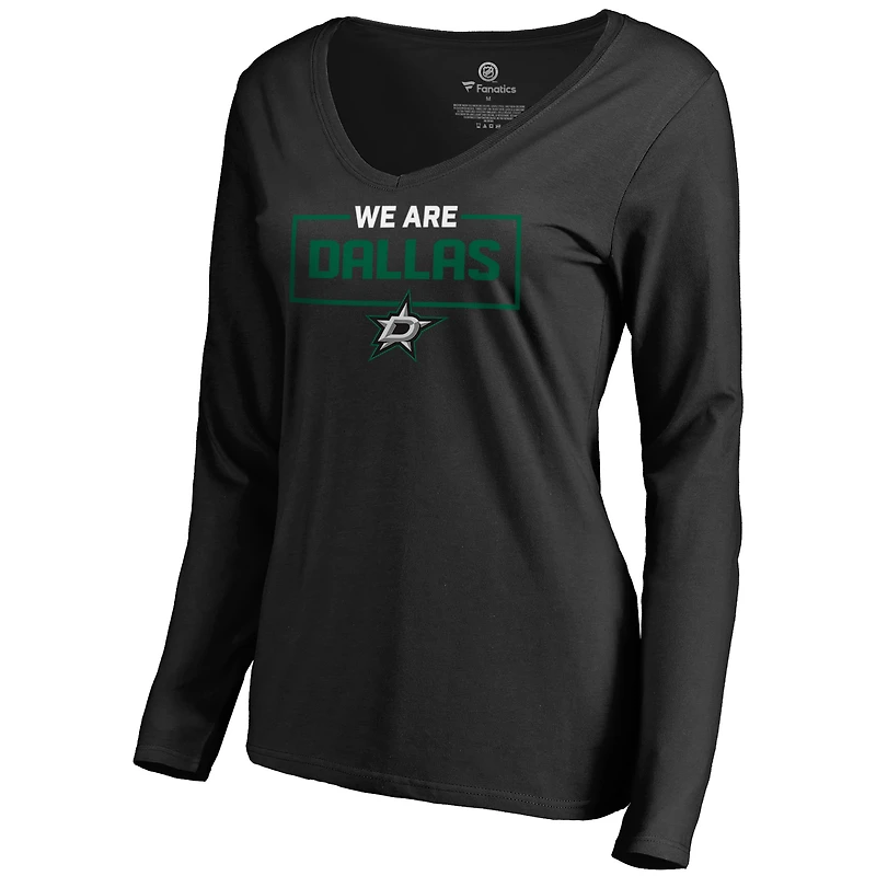 Women's Black Dallas Stars Iconic Collection We Are Long Sleeve V-Neck T-Shirt