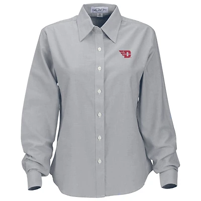 Women's Gray Dayton Flyers Velocity Oxford Plus Size Button-Up Long Sleeve Shirt