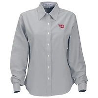 Women's Gray Dayton Flyers Velocity Oxford Plus Size Button-Up Long Sleeve Shirt