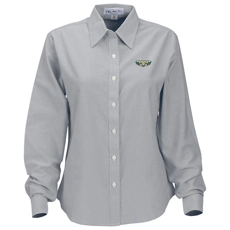 Women's Gray Morehead State Eagles Velocity Oxford Plus Size Button-Up Long Sleeve Shirt