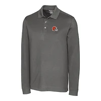 Men's Cutter & Buck Gray Cleveland Browns Big & Tall Advantage Long Sleeve Polo