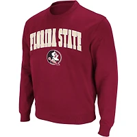 Men's Colosseum Garnet Florida State Seminoles Arch & Logo Crew Neck Sweatshirt