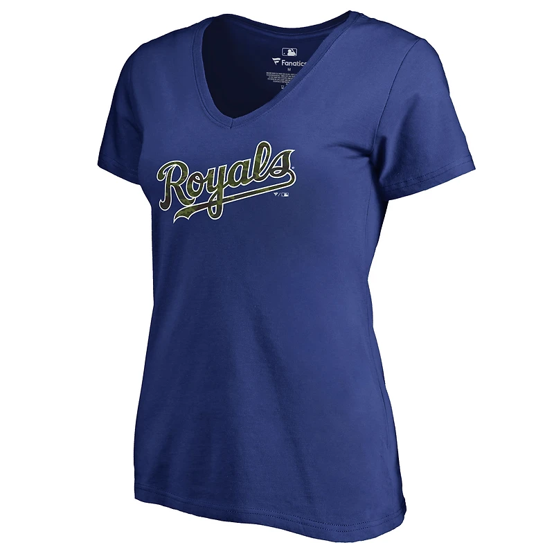 Women's Royal Kansas City Royals Armed Forces Wordmark T-Shirt