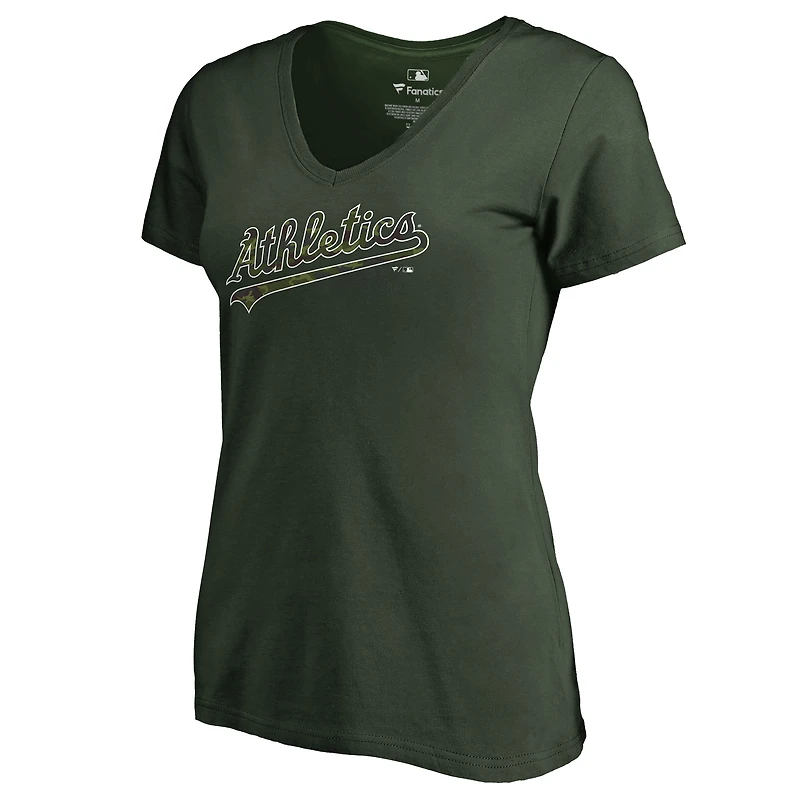 Women's Green Athletics Armed Forces Wordmark T-Shirt