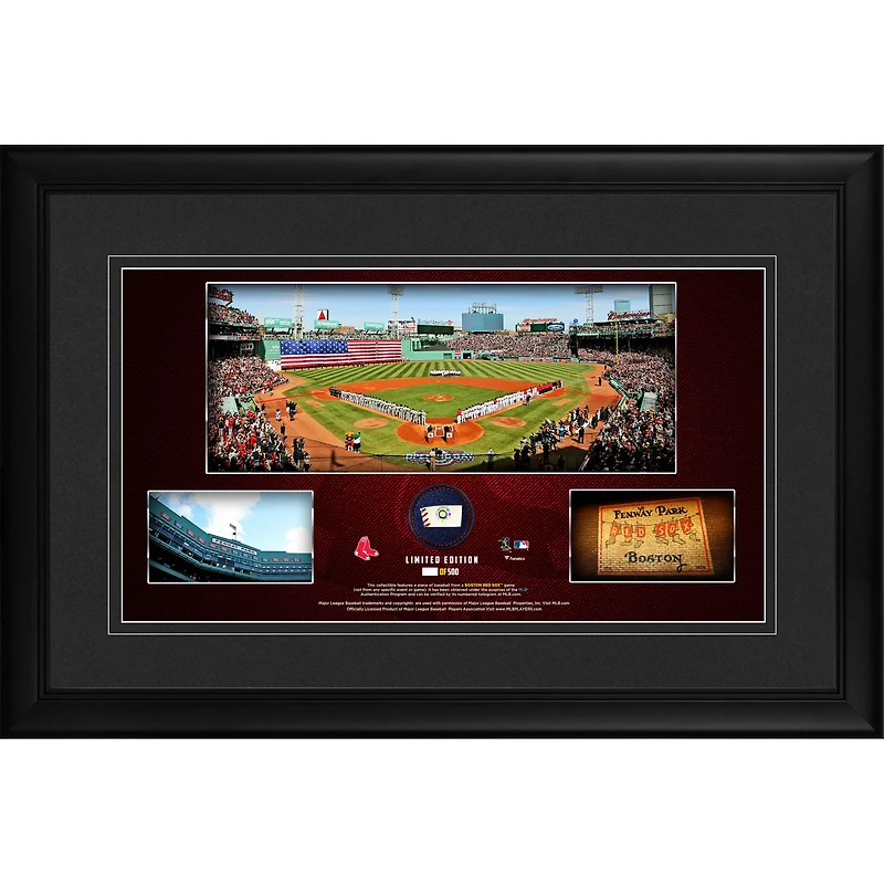 Boston Red Sox Framed 10" x 18" Stadium Panoramic Collage with a Piece of Game-Used Baseball - Limited Edition of 500