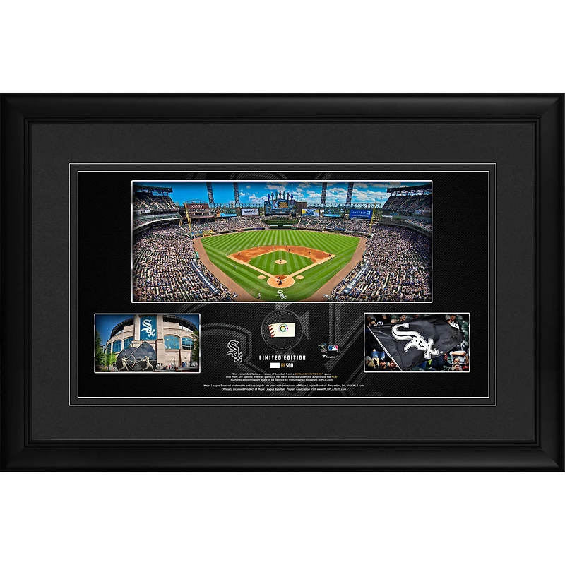 Chicago White Sox Framed 10" x 18" Stadium Panoramic Collage with a Piece of Game-Used Baseball - Limited Edition of 500