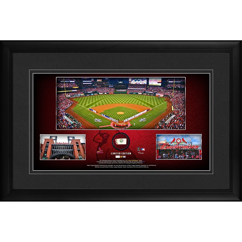 St. Louis Cardinals Framed 10" x 18" Stadium Panoramic Collage with a Piece of Game-Used Baseball - Limited Edition of 500
