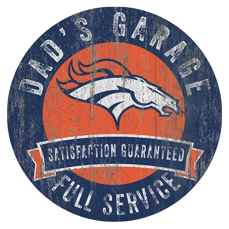 Denver Broncos 12" x 12" Dad's Garage Sign