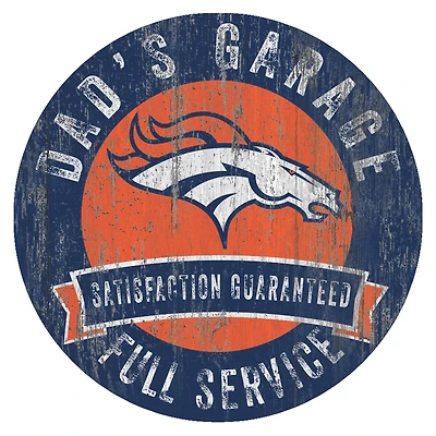 Denver Broncos 12" x 12" Dad's Garage Sign