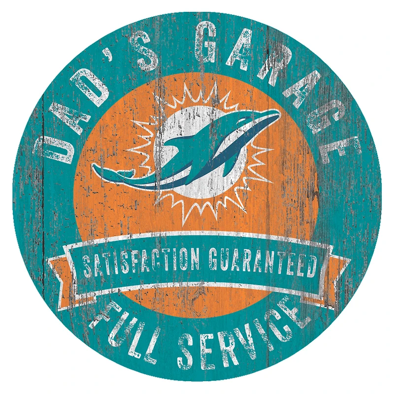Miami Dolphins 12" x 12" Dad's Garage Sign