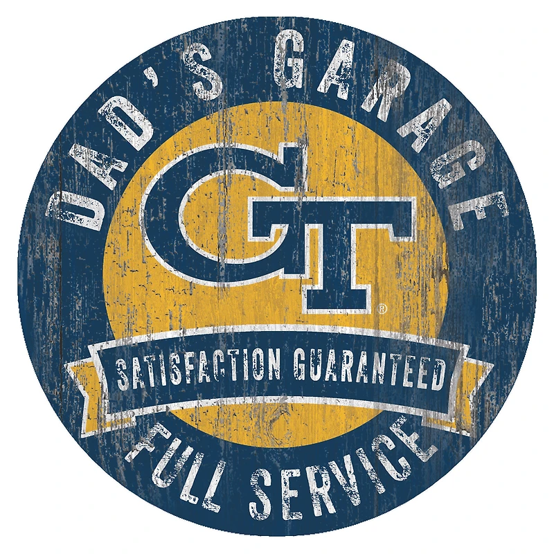 GA Tech Yellow Jackets 12" x 12" Dad's Garage Sign