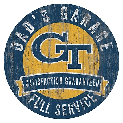 GA Tech Yellow Jackets 12" x 12" Dad's Garage Sign