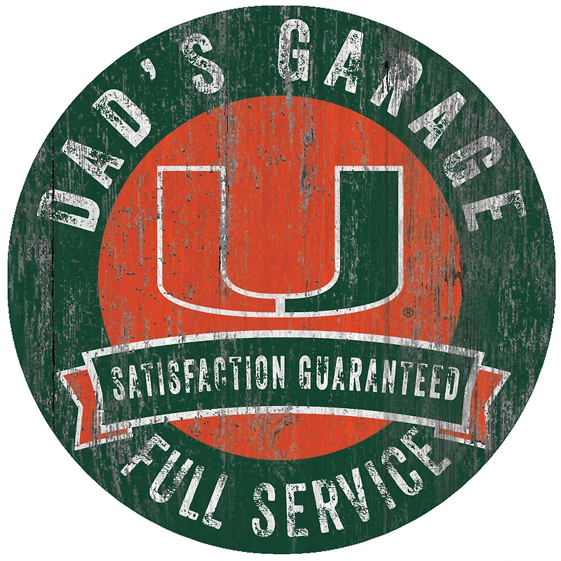 Miami Hurricanes 12" x 12" Dad's Garage Sign