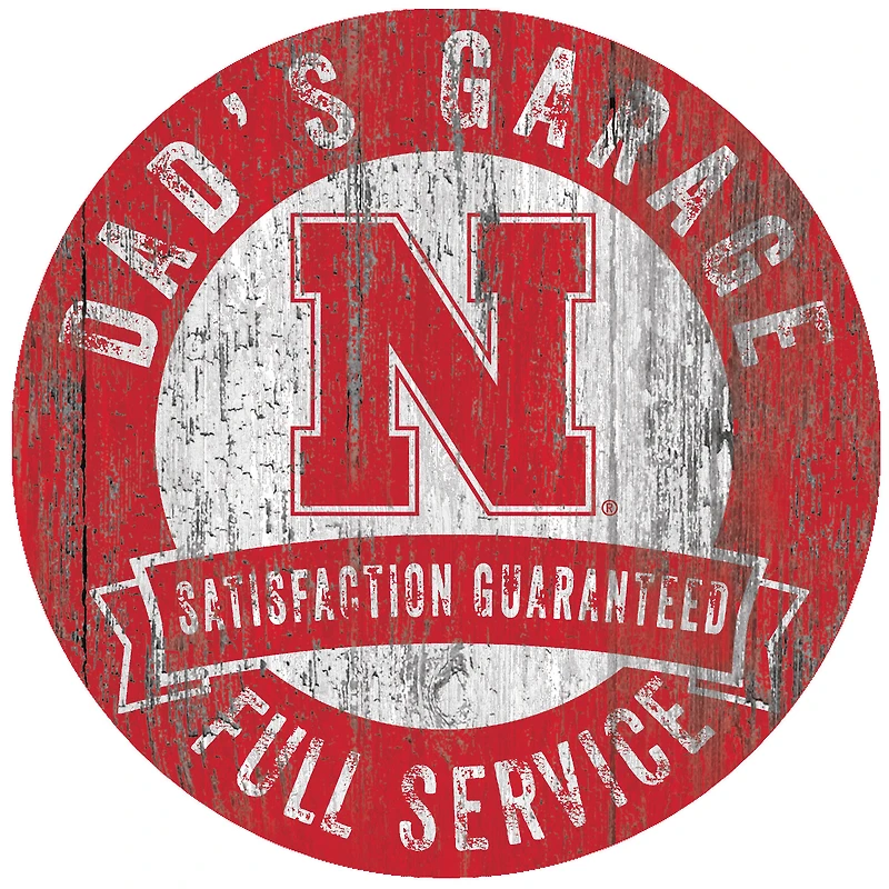 Nebraska Huskers 12" x 12" Dad's Garage Sign