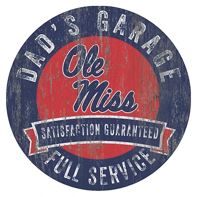Ole Miss Rebels 12" x 12" Dad's Garage Sign