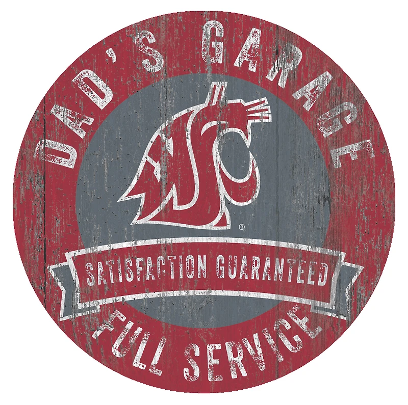 Washington State Cougars 12" x 12" Dad's Garage Sign