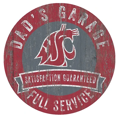 Washington State Cougars 12" x 12" Dad's Garage Sign