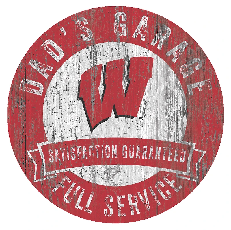 Wisconsin Badgers 12" x 12" Dad's Garage Sign