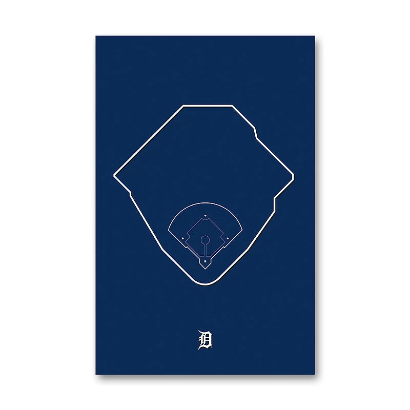 Detroit Tigers Comerica Park 11" x 17" Ballpark Outline Art Poster