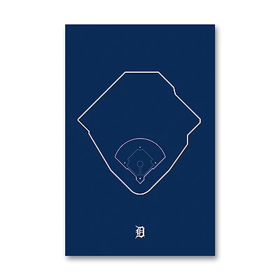 Detroit Tigers Comerica Park 11" x 17" Ballpark Outline Art Poster