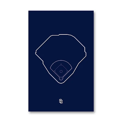 San Diego Padres Petco Park 11" x 17" Ballpark Outline Art Poster