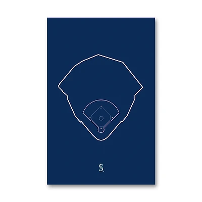 Seattle Mariners T-Mobile Park 11" x 17" Ballpark Outline Art Poster