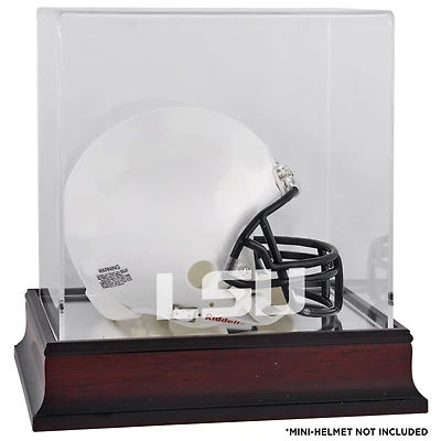 LSU Tigers Mahogany Mini Helmet Logo Display Case with Mirror Back