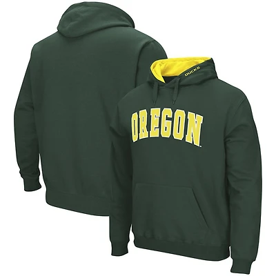 Men's Colosseum Green Oregon Ducks Arch & Logo Tackle Twill Pullover Hoodie