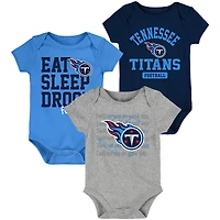 Newborn & Infant Navy/Light Blue Tennessee Titans Eat Sleep Drool Football Three-Piece Bodysuit Set