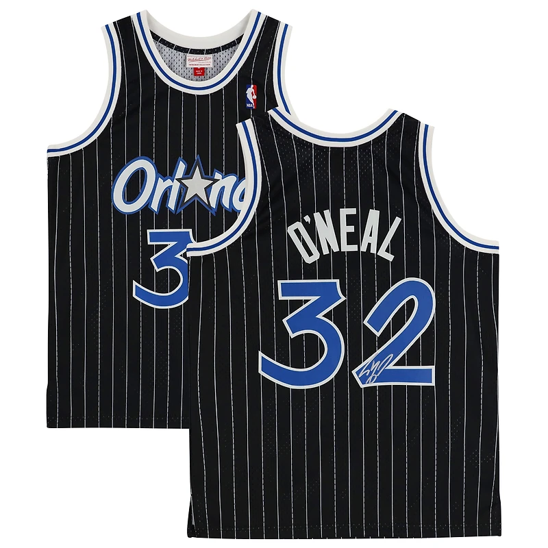 Shaquille O'Neal Orlando Magic Autographed Mitchell & Ness Black Pinstripe Replica Jersey