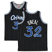 Shaquille O'Neal Orlando Magic Autographed Mitchell & Ness Black Pinstripe Replica Jersey