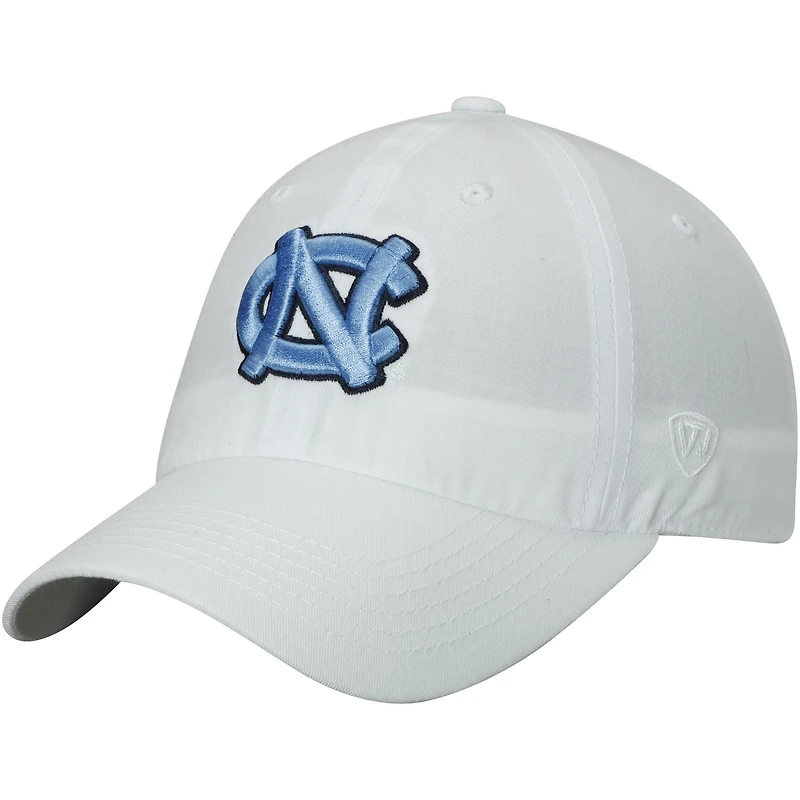 Men's Top of the World White North Carolina Tar Heels Primary Logo Staple Adjustable Hat