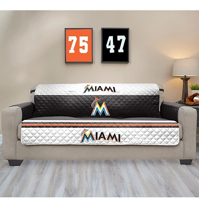 Black Miami Marlins Sofa Protector